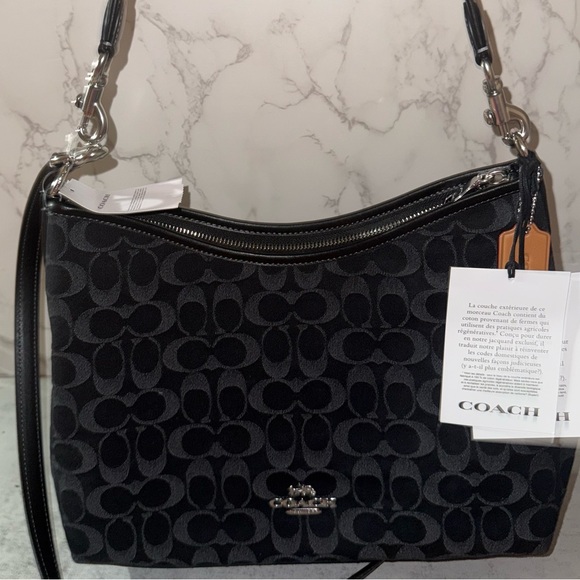 Coach Laurel Shoulder Bag In Black Signature Denim - Picture 8 of 12